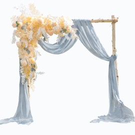 EBETA Wedding Pelmet Free Decoration for Wedding Arch & Wedding Arch Canopy Bed Curtains for Window Decoration Made of Chiffon Fabric (Smoke Blue, 600 x 145 cm)