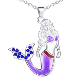 INFINIONLY Lovely Mermaid Necklace Pendants, Stainless Steel Necklaces for Women and Girl, Creative Jewellery, Women's and Men's Necklace, Pendant's Colour Changes with Temperature