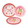 FYSUIMU 50Pcs Red Pink Strawberry Paper Plates Cute Bow Strawberry