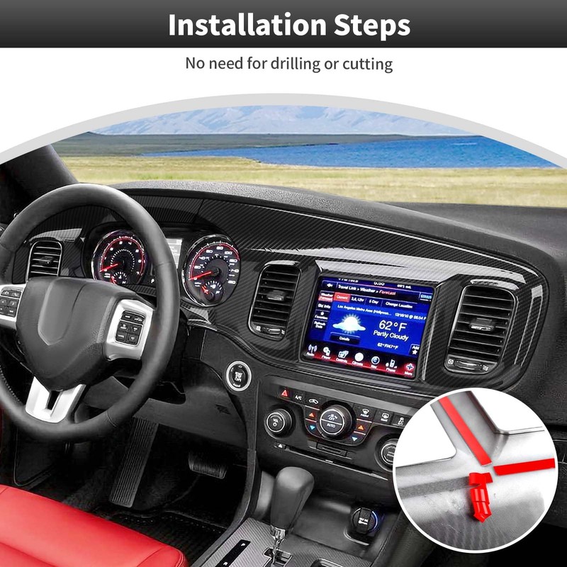 CheroCar Center Console Dashboard Trim Cover Interior Accessories for 2011-2014
