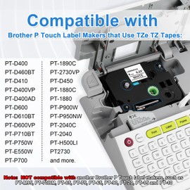 Upwinning TZe-211 6 mm Compatible with Brother P Touch Tapes 6 mm, Compatible Brother TZ Tape 6 mm TZe 211 Tz 211 Label Tapes Black on White Laminated for Brother P-touch H100r H105 900 1000 1280
