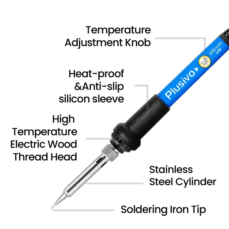 Soldering Iron Kit, 60W Adjustable Temperature 15-in-1, Solder Wire, 2