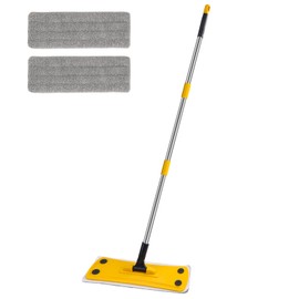 qimedo MOP Z2,Flat Mops for Floor Cleaning with Long Handle, Home Floor Cleaning Tool Mop for Wood/Tile/Laminate/Marble
