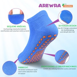 ARERWA Non-Slip Socks Children's Trampoline Socks 6 Pairs Stopper Socks Children Yoga Socks for 2-13 Years Boys Girls, #2 Girls Six Colours