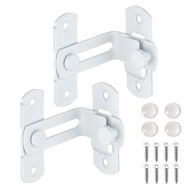 XQDWX 90 Degree Barrel Bolt Door Lock, thickened Stainless Steel Door Lock, Sliding door latch, With Bumper Pads, 2Pack White, 4 Inch, 904BB-WH-2