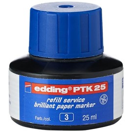edding PTK 25 Nachfülltinte - blau - 25 ml - mit Kapillarsystem, ideal zum sauberen und unkomplizierten Nachfüllen von fast allen edding Brilliant Papiermarkern.