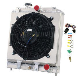 Honda Civic Radiator, Aluminum Radiators for 1992-2001 Acura Integra, Honda Civic del Sol 1.5L 1.6L 1.8L L4 Engine, 2 Row Radiators+Electric Shroud Fan+Relay
