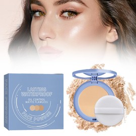 Polvos Compactos Maquillaje, Matte Perfection Pressed Powdern, Polvos Fijadores, Maquillaje Facial Ligero, Polvo Compacto De Larga Duración (Natural, Polvos)