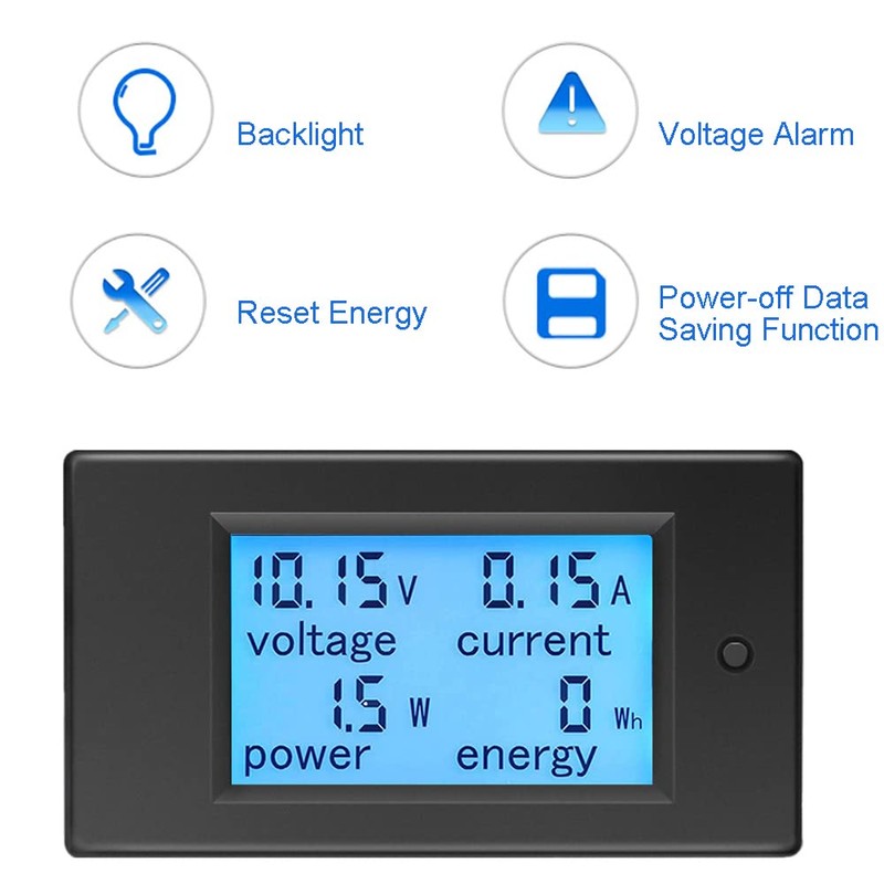 KETOTEK Voltimetro Amperimetro Digital DC 6.5-100V 20A 12V, Medidor de