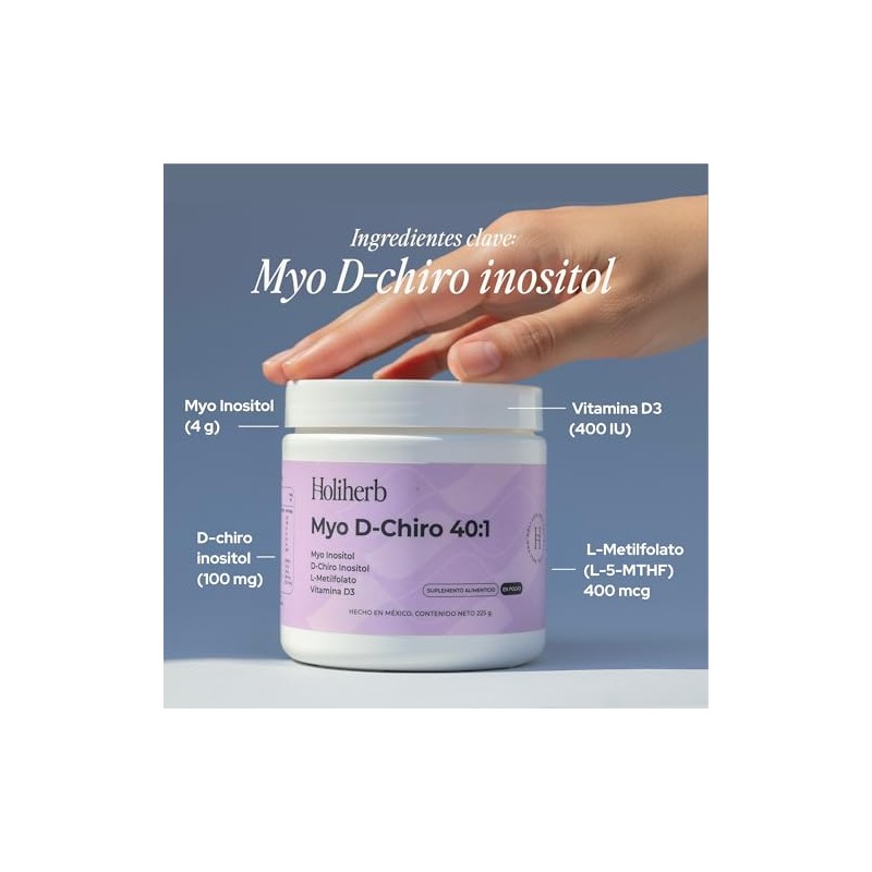 Holiherb Myo Chiro Inositol Metil Folato Suplemento Polvo Días