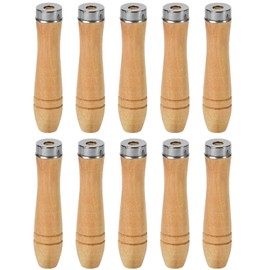 TopHomer 10 Pieces Wooden File Handle, Safety File Handle with Metal Safety Rings, File Cutting Tool Handle, Durable Replacement File Cutting Handle for Woodworking Carpenter (110mm)