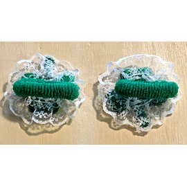 St. Patrick Girls St. Patrick’s Day Pony Tail Holders Set of 2 Shamrocks Green & White Lace