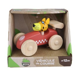PLANÈTE BOIS 030196 Planète Bois Racing Vehicle FSC-030196-1 Piece Random Model Wooden Children's Toy Car Durable Toy 12 cm x 8 cm from 12 Months Multi-Coloured