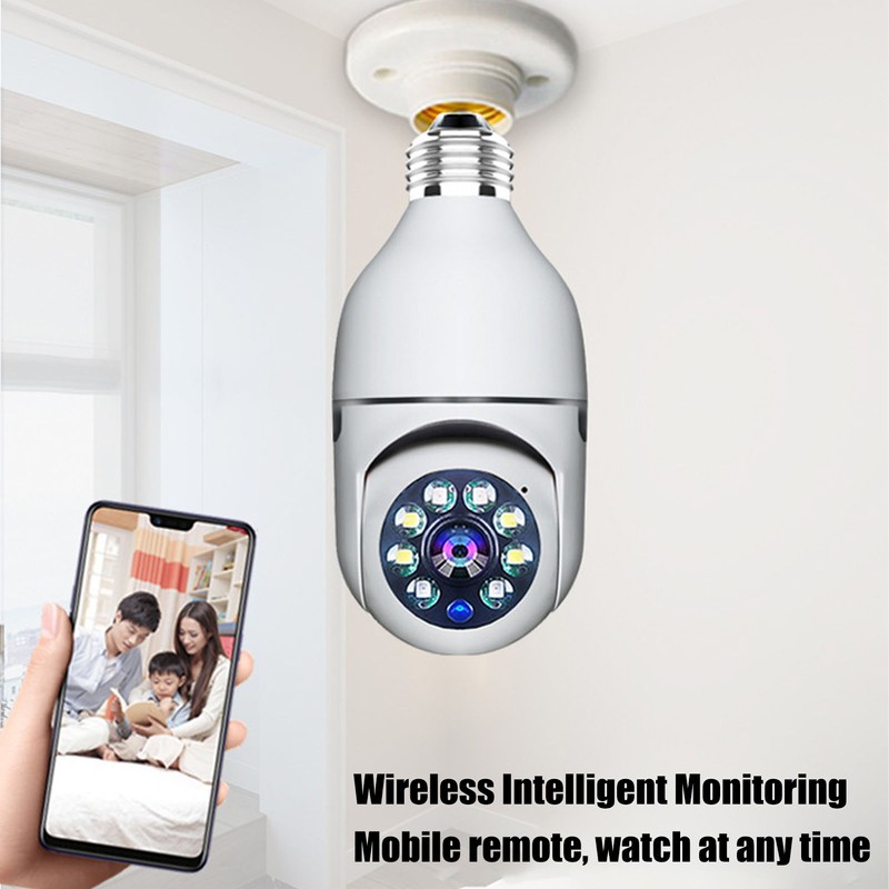 Wireless Light Bulb Camera 360 Degree Auto Tracking Recording 2