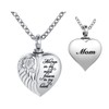 LuxglitterLin Heart Cremation Necklace for Mom Ashes Angel Wing Urn