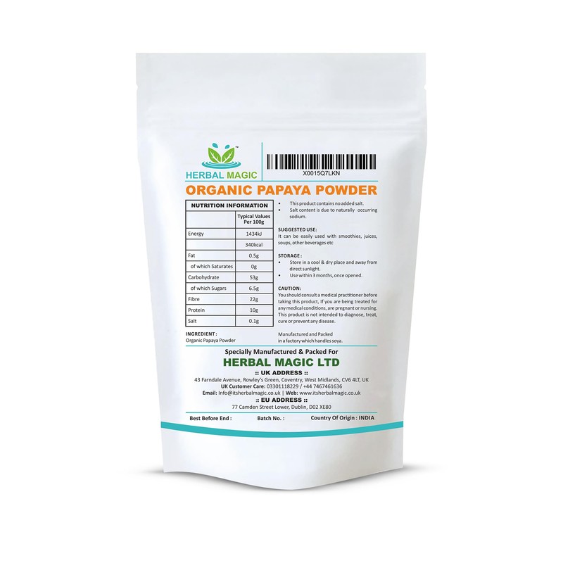 Herbal Magic's Organic Green Papaya (CARICA) Fruit Powder (Half Ripened)
