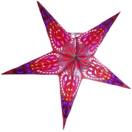 YEPSIO Paper Star Lantern Lampshade Light Shades Large 60cm Star Hanging Decorations for Christmas Wedding Home Decoration Birthday Party (Glitter Red, Blue, Multi)