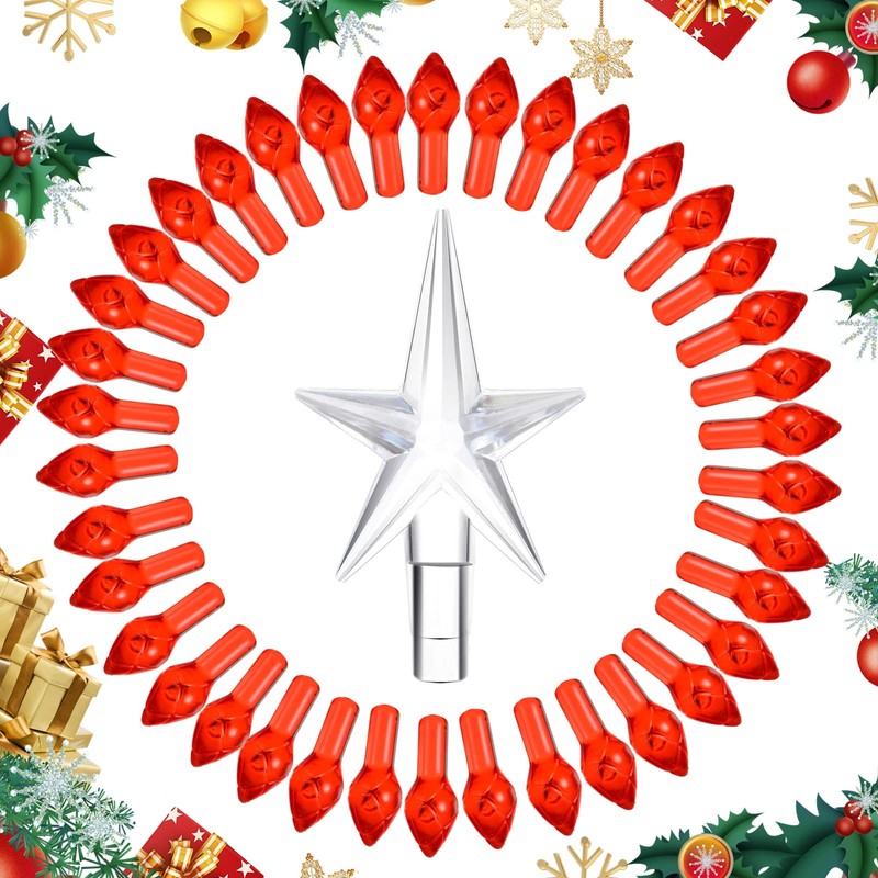 Boao 100 Pieces Ceramic Christmas Tree Bulbs and 5 Stars
