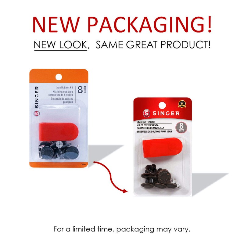 SINGER 00841 Jean Buttons Kit, 8 Sets with Tool,