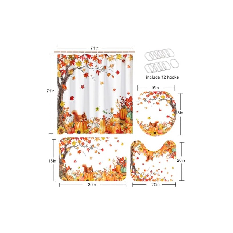 Mocsicka Juego de Cortinas de Ducha de otoño de 4