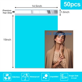 JinRuiKJ Poly Mailers 14.5x19 Inch 50 Pcs, Strong Adhesive Shipping Bags for Clothing, Durable Thick Mailing Envelopes with Self Seal, Packaging Bags for Small Business - Blue
