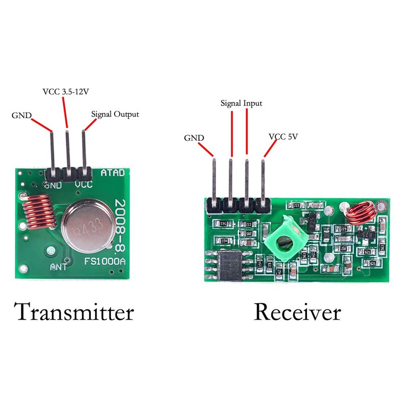 HiLetgo 5pcs 433MHz RF Wireless Transmisor y Receptor Módulo Link