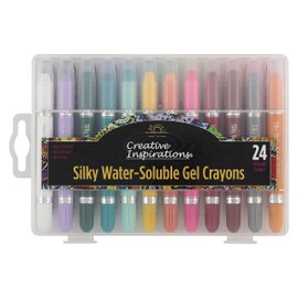 Creative Inspirations Silky Water-Soluble Gel Crayons - Professional Gel Crayons for All Ages (3+ Years & Up), Artists, Scrapbooking, Travel, & More! - Set of 24