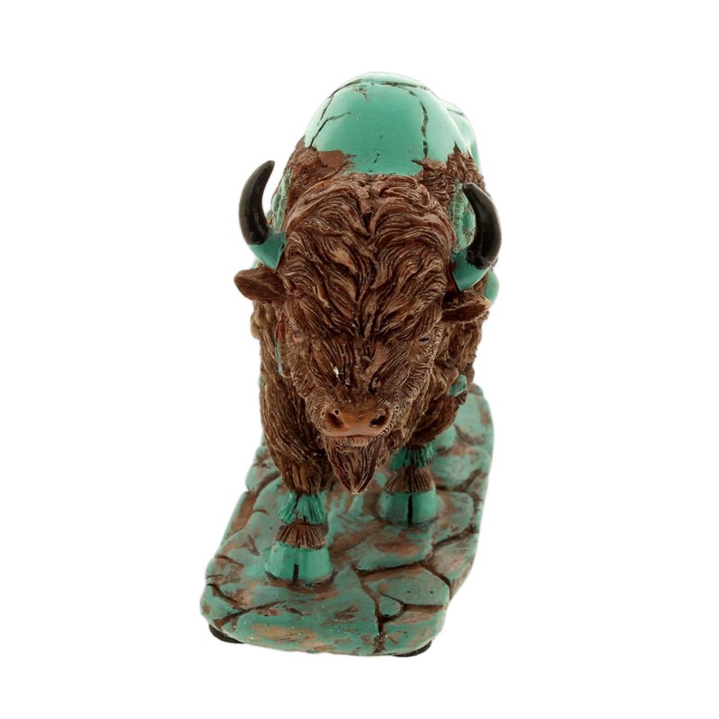 The Bridge Collection Turquoise Inspired Buffalo Figurine - Western Decor