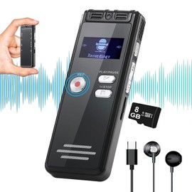 8GB Voice Recorder - Voice Activated Recorder with Playback, Digital Voice Recorder for Lecture Meetings, Classroom Recorder,Enregistreur Vocal,USB, MP3, Password.