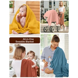 ZURLEFY Rust Baby Swaddle Blankets, Baby Swaddle Blanket Unisex, Cotton Receiving Blankets, Wrap Swaddles for Newborns Baby Essentials (42-04)