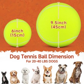 QDAN Tennis Ball for Dogs, Dog Balls for Small Puppy, Dog Toy for Outdoor Play, Dog Tennis Ball, Dog Birthday, Yellow, 6 Inch