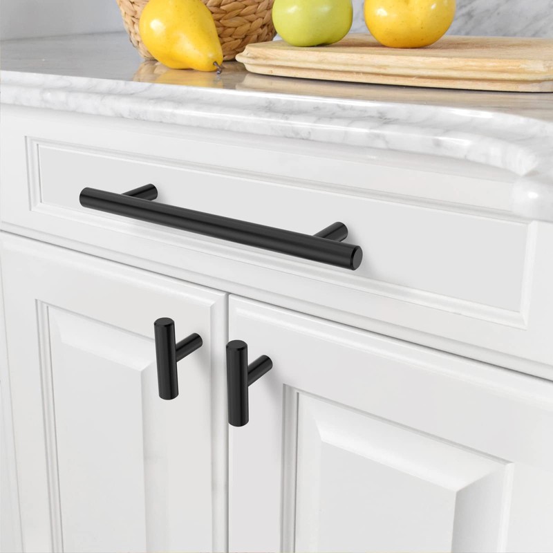 Asidrama 10 Pack 5 Inch(128mm) Matte Black Kitchen Cabinet Handles,