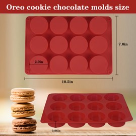 2 PCS Round Chocolate Cookie Molds,SAGOOITS Chocolate Silicone Mold 12-Cavity Cylinder Chocolate Silicone Molds for Covered Oreo, Cookies Candy Jelly Mini Cakes and Muffin Baking(Green, Red)