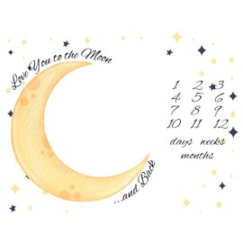Love You To The Moon & Back Days, Weeks, Months Milestone Blanket, Baby Shower Gift Idea, Baby Blanket Gift, Weekly Growth Tracker, Newborn Baby Blanket (60 x 80)