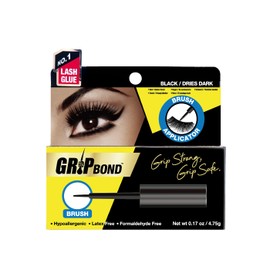 EBIN NEW YORK Grip Bond Eyelash Adhesive (Brush Type, Black/Dries Dark, 0.17 oz) | Hypoallergenic Latex Free Formaldehyde Free Lasts All Day Ideal for Sensitive Skins