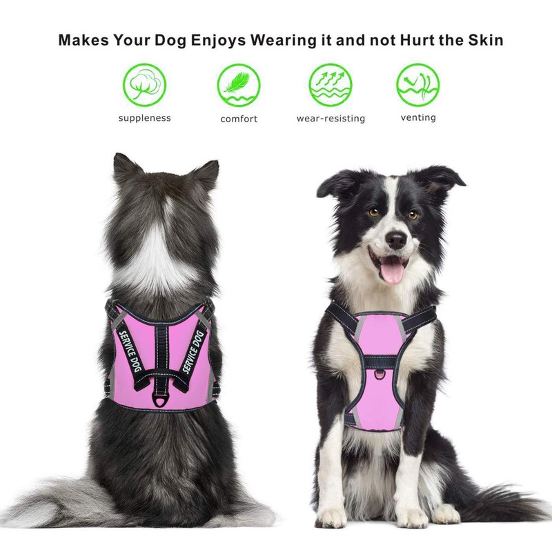 LMOBXEVL Service Dog Harness,No-Pull Dog Harness with Handle Adjustable Reflective