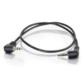 C2G Legrand Velocity 3.5mm Right Angle Stereo Audio Extension Cable, Male to Male Auxiliary Cable, Black Auxillary Port Extension Cable, 1.5 Feet, 1 Count, C2G 40582