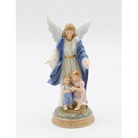 Cosmos Gifts Porcelain Inspirational Guardian Angel Protecting & Guiding Little Boy and Girl Children Figurine 7-3/8" H