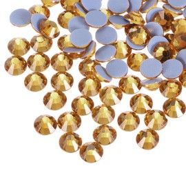 MECCANIXITY 288 Pcs Hotfix Rhinestones Flatback Crystal Glass Gems for Crafts Clothes DIY Decoration(SS30 6.6mm,Dark Gold)