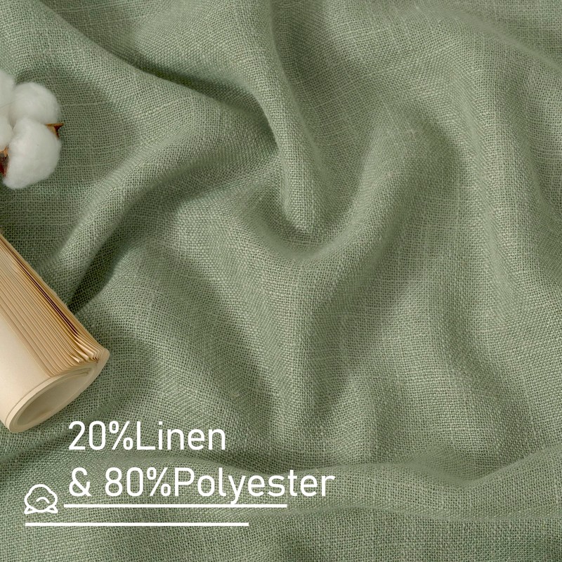 LAMIT Semi Sheer Linen Curtains 45 Inches Long 2 Panels,