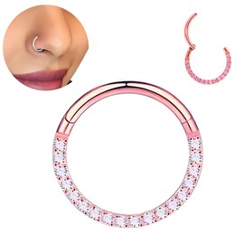 Medinah 16G Titanium Nose Piercing Septum Piercing - Universal Hinge Segment for Septum, Nose, Lip, Ear - Gauge 1.2 mm - Nostril Piercing in Gold, Silver & Rose Gold, Titanium, Cubic Zirconia