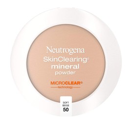 Neutrogena SkinClearing Mineral Acne-Concealing Pressed Powder Compact, Shine-Free & Oil-Absorbing Makeup with Salicylic Acid to Cover, Treat & Prevent Breakouts, Soft Beige 50,.38 oz
