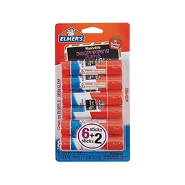 Elmer's Disappearing Purple School Glue Sticks, 0.21 oz Each, 8 Sticks per Pack (E1591)