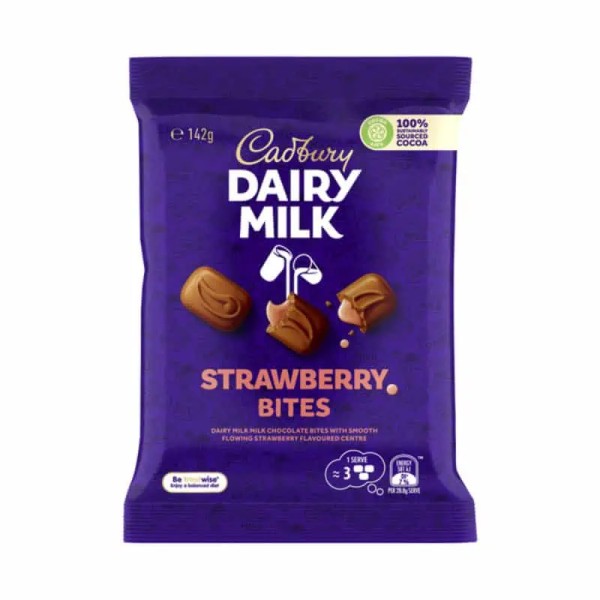 Cadbury Bulk Cadbury Dairy Milk Strawberry Bites 142g _ 12 units
