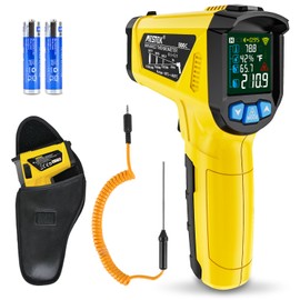 Infrared Thermometer MESTEK Temperature Meter Digital Laser IR Pyrometer K-Probe -50°C ~ 800°C Non-Contact with Colour LCD Alarm Function Adjustable Emissivity for Kitchen Grill Automotive