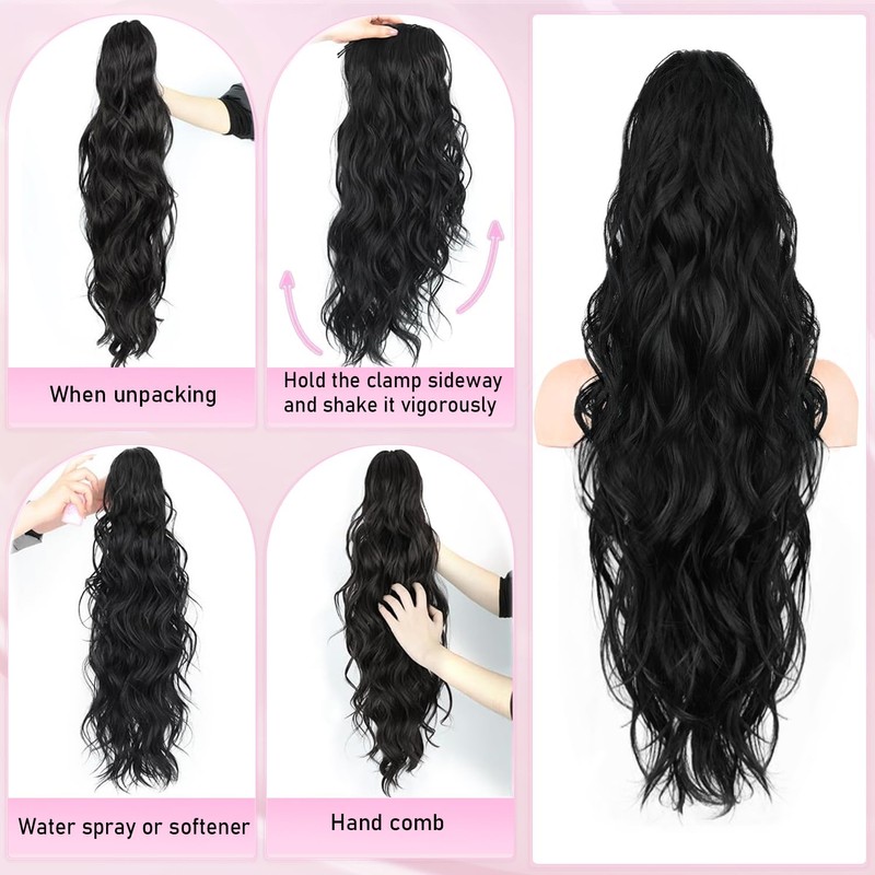 Ponytail Extension, Claw Clip Ponytail Extension Long Wave Ponytail Extensions