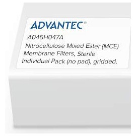 Nitrocellulose Mixed Ester (MCE) Membrane Filters, Sterile, Gridded, 0.45um, 47mm Diameter, 100/pk