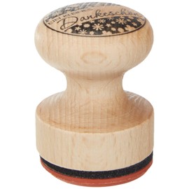 Rayher Wooden Stamp "Dankeschön", Round, 3 cm Diameter, Wooden Stamp, Butterer Stamp, Round Stamp, 28891000