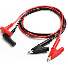 Samcos Insulated Test Leads, 2-piece Set, 0.2 inches (4 mm), Banana Plug Cable, Length Approximately 3.8 ft (1 m), Alligator Clip, Insulation, Multimeter Electrical Testing, Electrical Testing