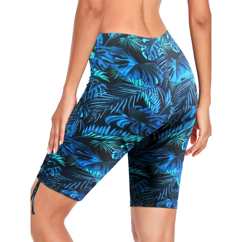 RELLECIGA Women's Blue Leaf High Waisted UV Sun Protection Swim